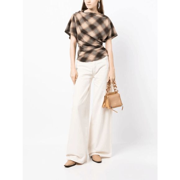 Rag & Bone Sofie Two-tone Frayed High-rise Wide-leg Jeans Ecru White Size 29 - Picture 3 of 13